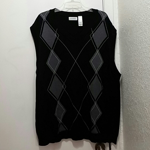 Men's Concepts Argyle Sleeveless Black Vest 2XLT - Picture 1 of 4